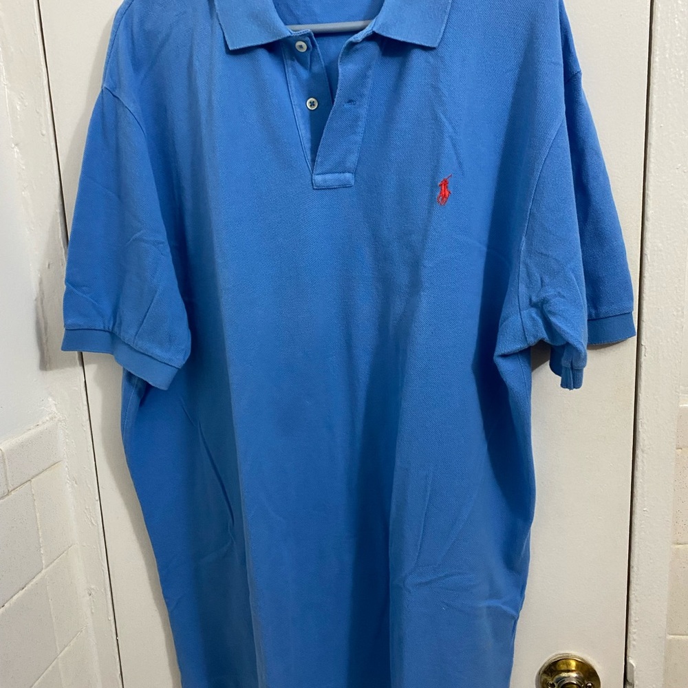 Ralph Lauren Polo Collar Men Short Sleeve Shirt Size XL Blue
